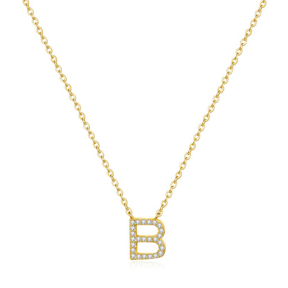 Casual Shiny Letter Copper Plating Inlay Zircon 14k Gold Plated Pendant Necklace