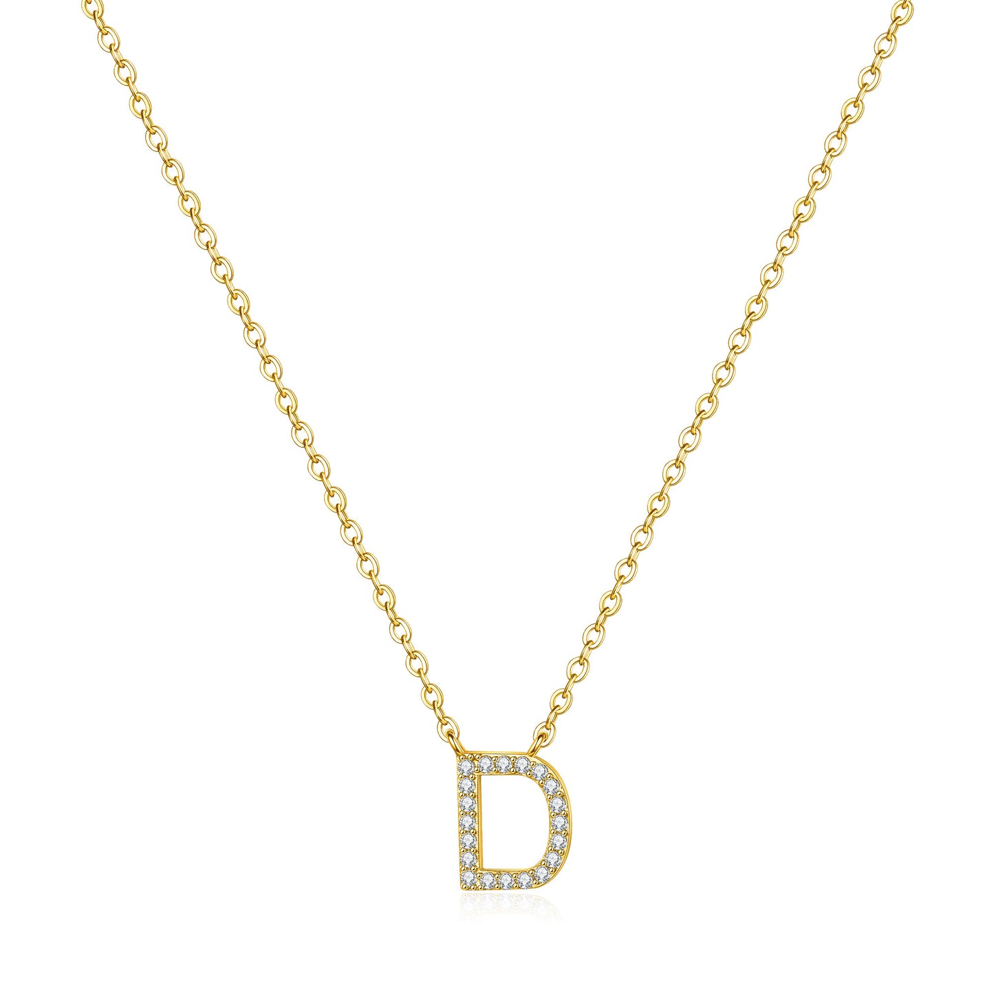 Casual Shiny Letter Copper Plating Inlay Zircon 14k Gold Plated Pendant Necklace