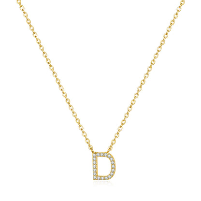 Casual Shiny Letter Copper Plating Inlay Zircon 14k Gold Plated Pendant Necklace