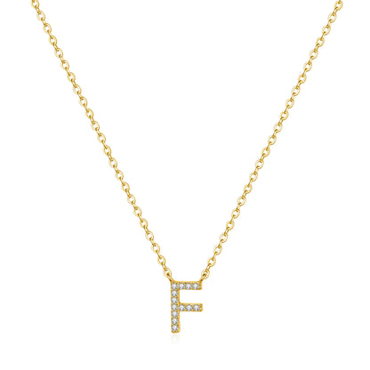 Casual Shiny Letter Copper Plating Inlay Zircon 14k Gold Plated Pendant Necklace