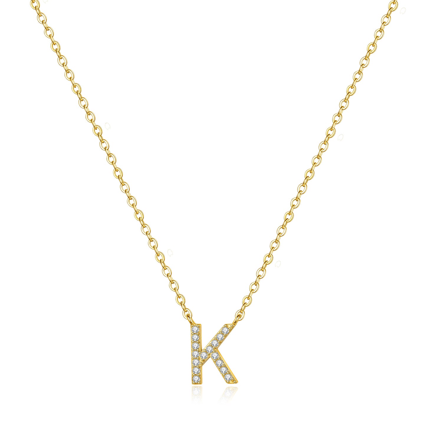 Casual Shiny Letter Copper Plating Inlay Zircon 14k Gold Plated Pendant Necklace