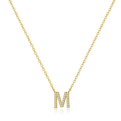 Casual Shiny Letter Copper Plating Inlay Zircon 14k Gold Plated Pendant Necklace