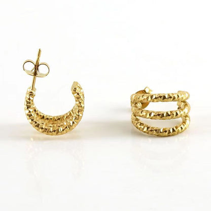 1 Pair Retro C Shape Plating Stainless Steel 18k Gold Plated Ear Studs