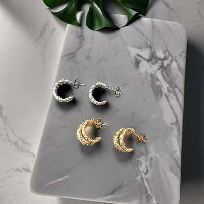 1 Pair Retro C Shape Plating Stainless Steel 18k Gold Plated Ear Studs