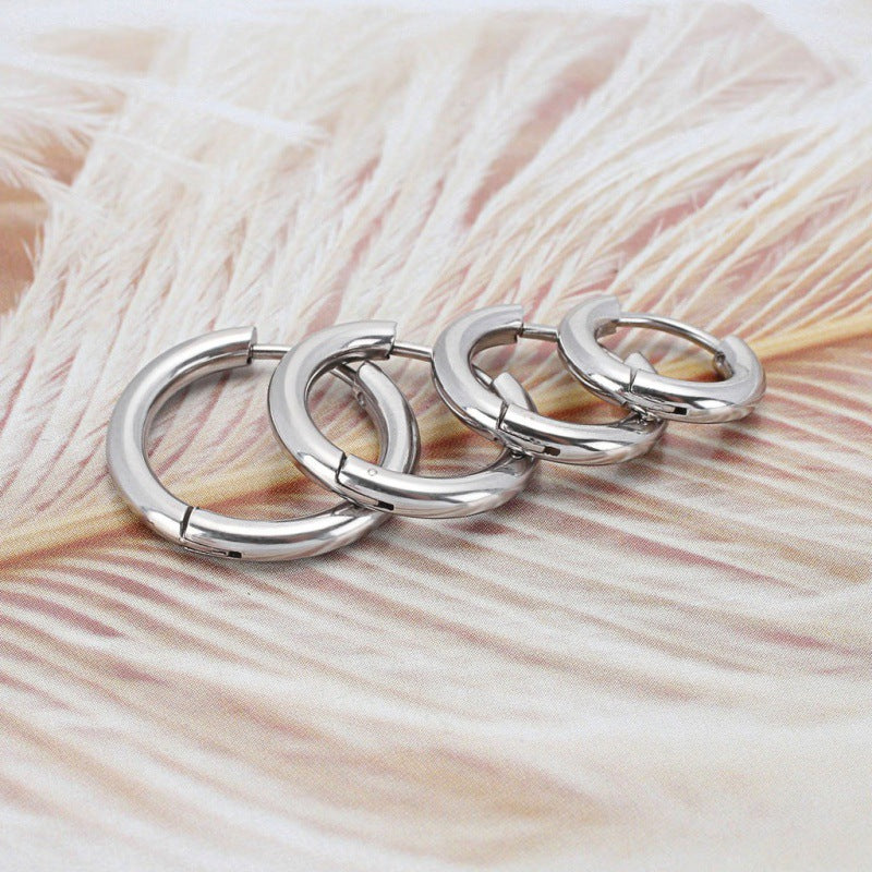 4 Sets Simple Style Solid Color Stainless Steel Earrings