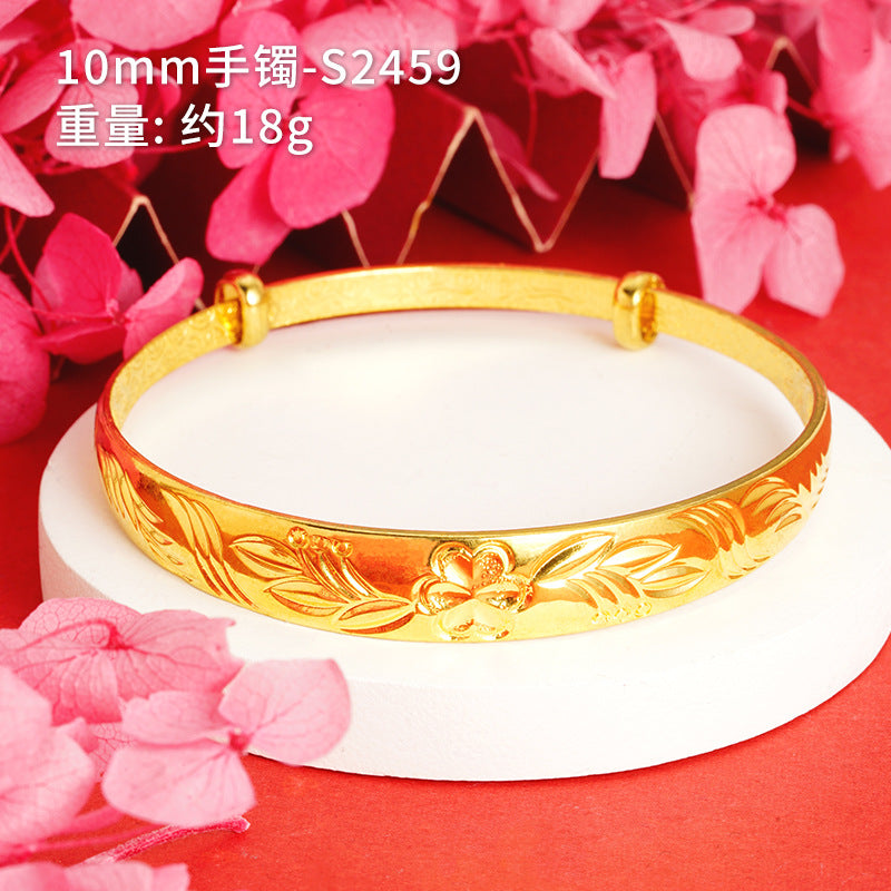 Chinoiserie Geometric Copper Gold Plated Bangle