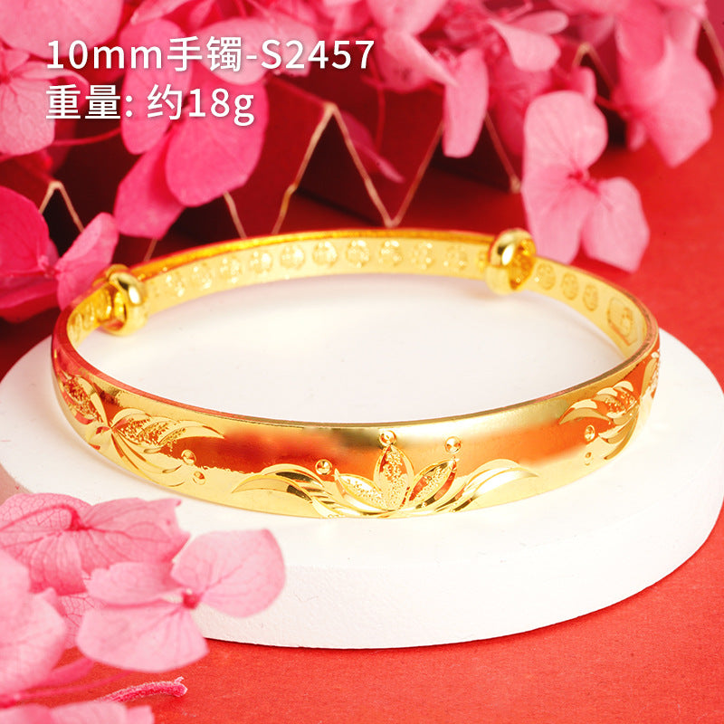 Chinoiserie Geometric Copper Gold Plated Bangle