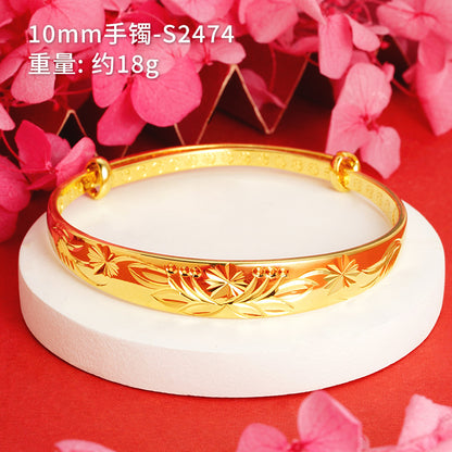 Chinoiserie Geometric Copper Gold Plated Bangle