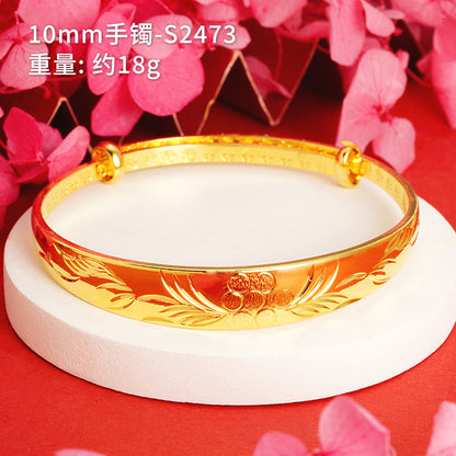 Chinoiserie Geometric Copper Gold Plated Bangle