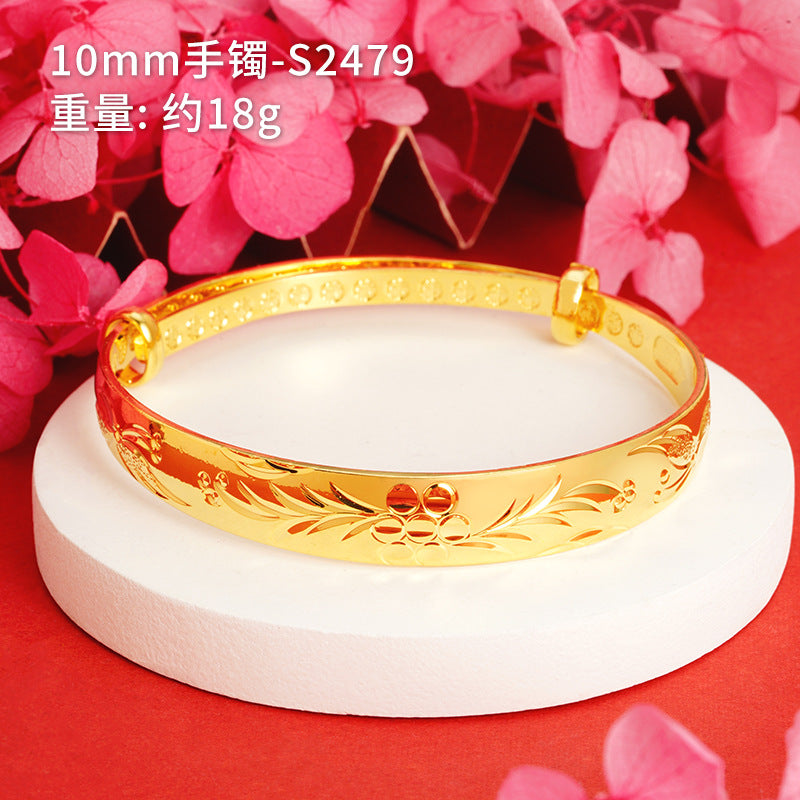 Chinoiserie Geometric Copper Gold Plated Bangle