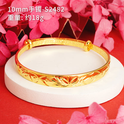 Chinoiserie Geometric Copper Gold Plated Bangle