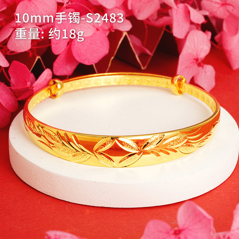 Chinoiserie Geometric Copper Gold Plated Bangle