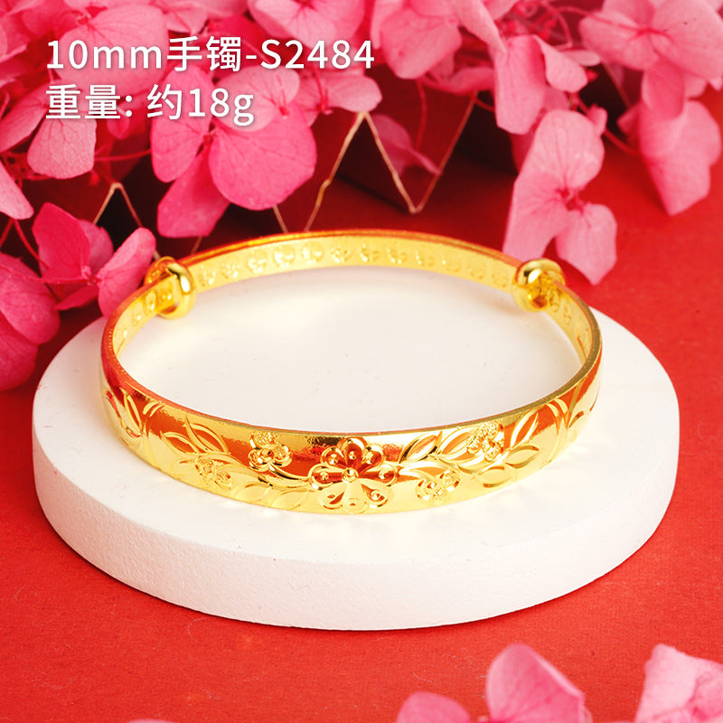 Chinoiserie Geometric Copper Gold Plated Bangle