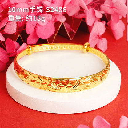 Chinoiserie Geometric Copper Gold Plated Bangle