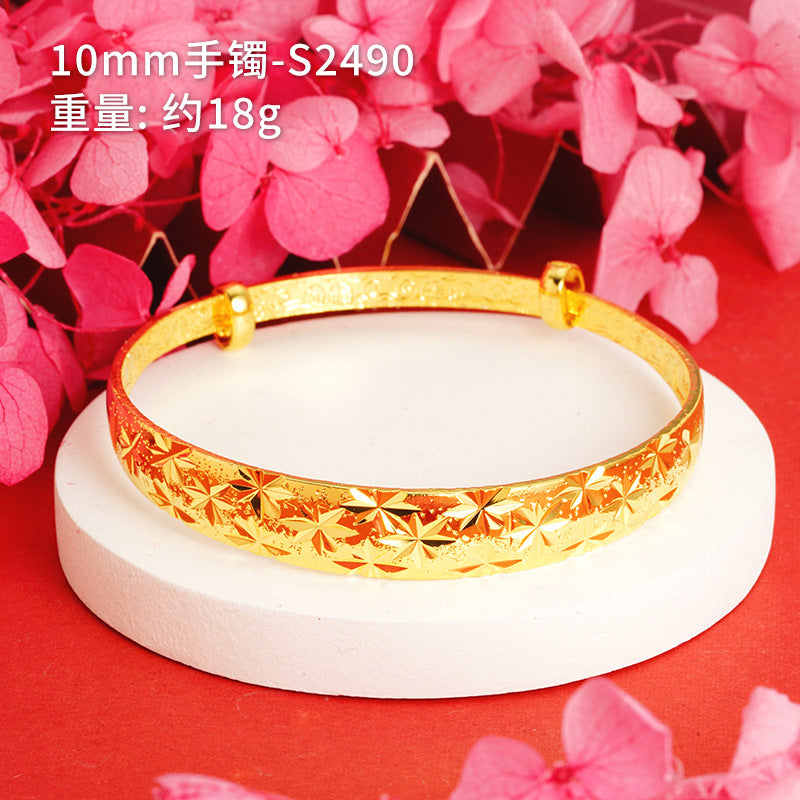 Chinoiserie Geometric Copper Gold Plated Bangle