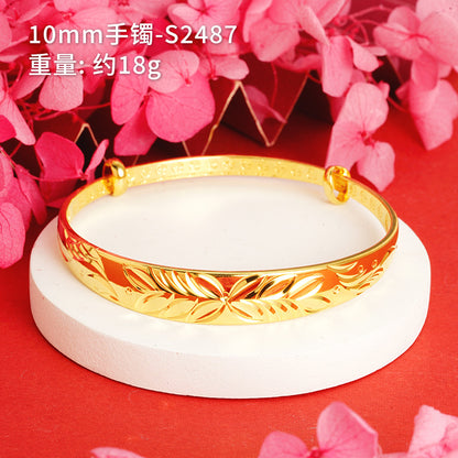 Chinoiserie Geometric Copper Gold Plated Bangle