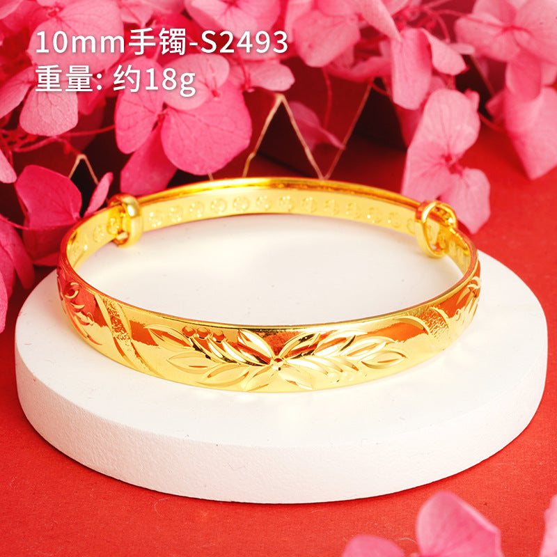 Chinoiserie Geometric Copper Gold Plated Bangle