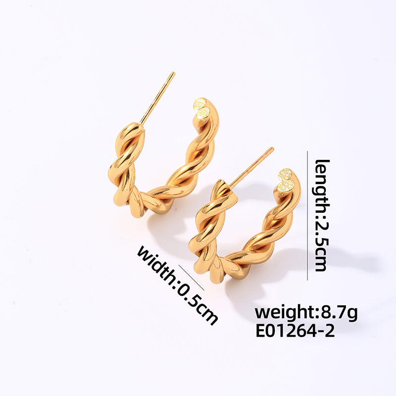 1 Pair Simple Style Geometric Oval Polishing Plating Stainless Steel Gold Plated Ear Studs