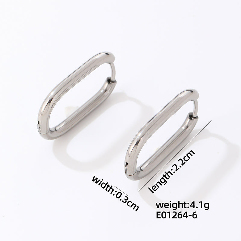 1 Pair Simple Style Geometric Oval Polishing Plating Stainless Steel Gold Plated Ear Studs