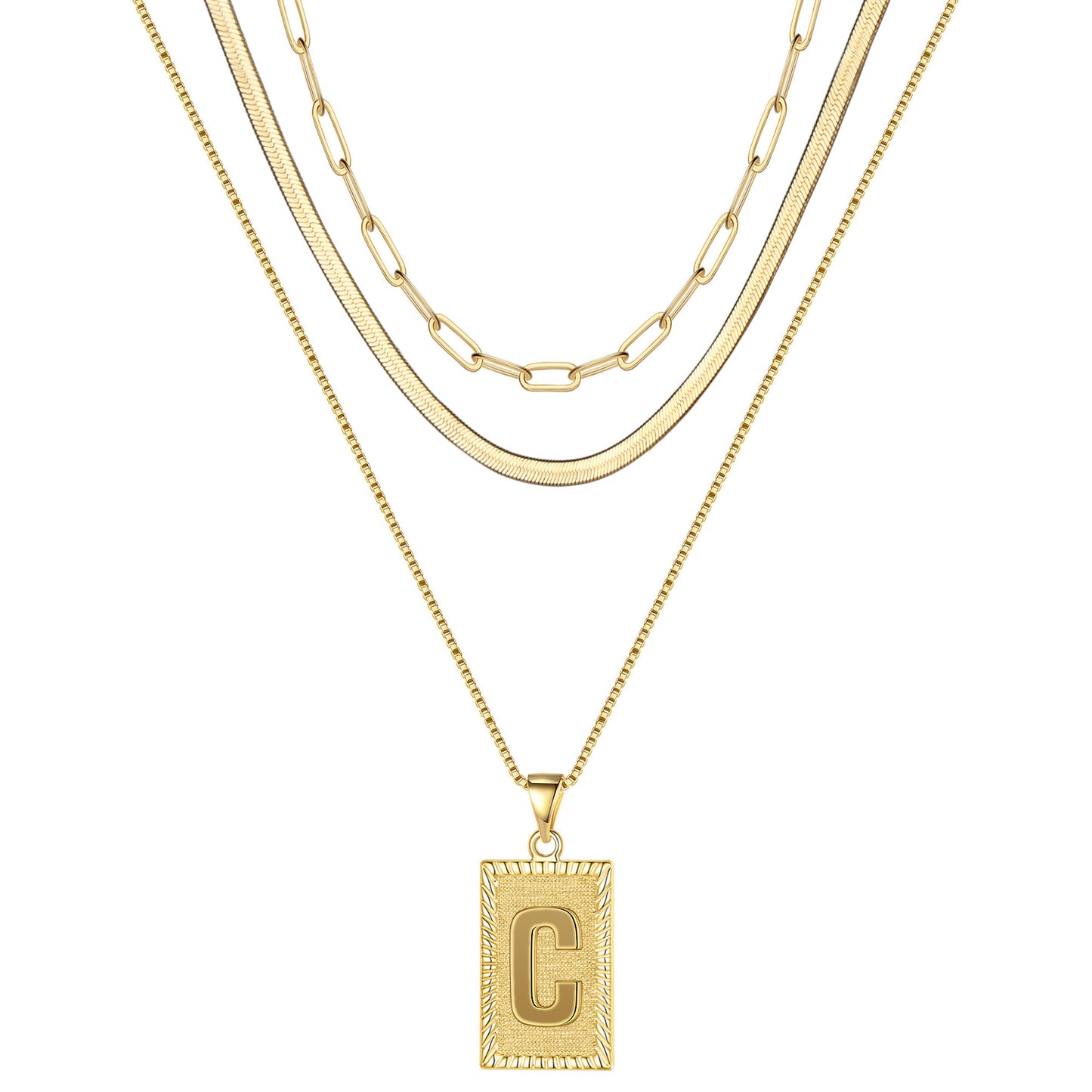 Hip-hop Cool Style Letter Rectangle Copper Plating 14k Gold Plated Layered Necklaces