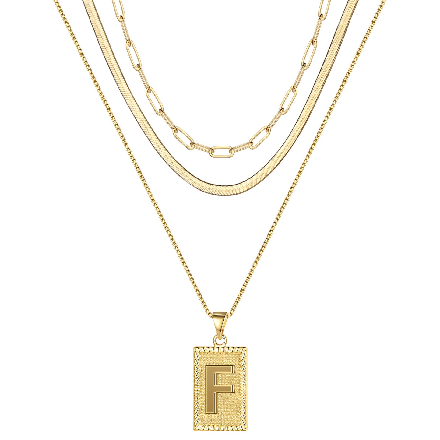 Hip-hop Cool Style Letter Rectangle Copper Plating 14k Gold Plated Layered Necklaces