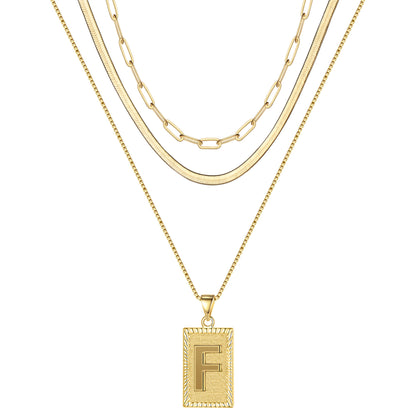 Hip-hop Cool Style Letter Rectangle Copper Plating 14k Gold Plated Layered Necklaces