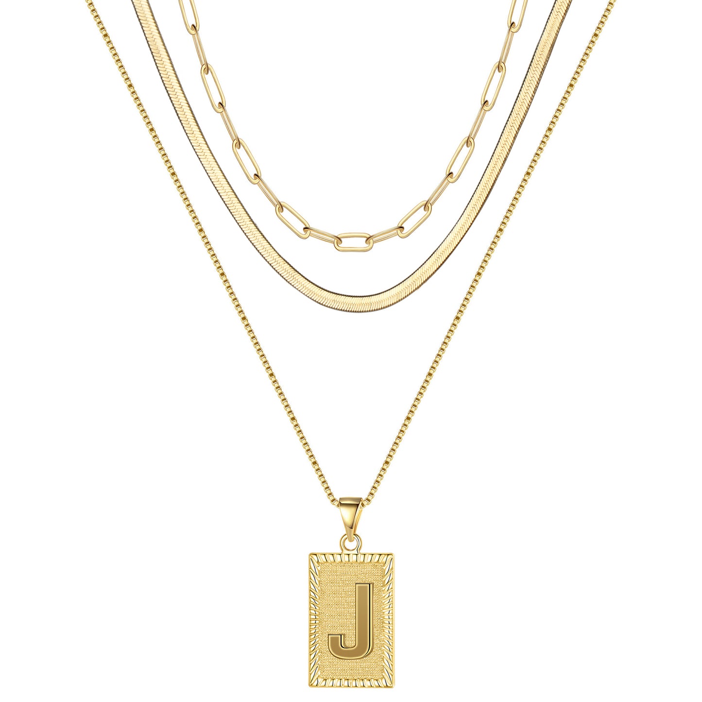 Hip-hop Cool Style Letter Rectangle Copper Plating 14k Gold Plated Layered Necklaces