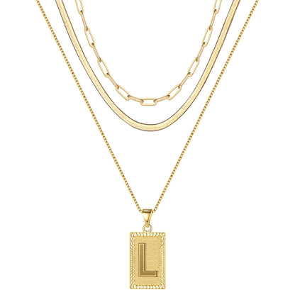 Hip-hop Cool Style Letter Rectangle Copper Plating 14k Gold Plated Layered Necklaces