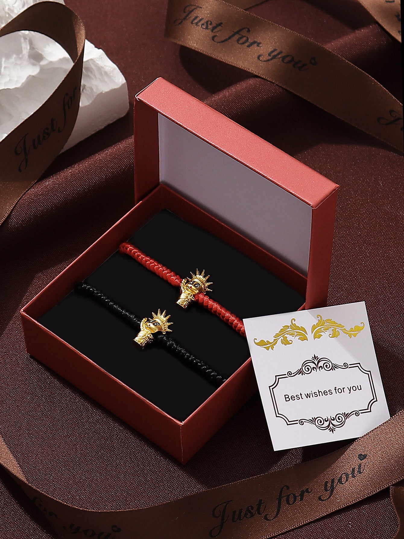 Casual Simple Style Classic Style Heart Shape Symbol Dragon Synthetic Fibre Alloy Rhinestone Inlay Artificial Rhinestones Valentine's Day Couple Drawstring Bracelets