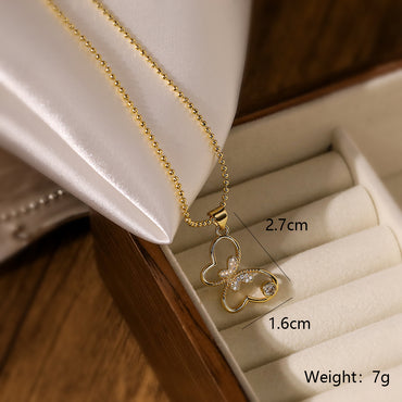 Simple Style Commute Butterfly Copper Plating Inlay Zircon 18k Gold Plated Women's Earrings Necklace