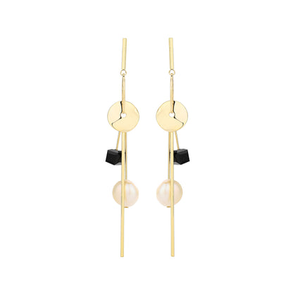 1 Pair Cute Sweet Round Color Block Square Plating Copper 14k Gold Plated Drop Earrings