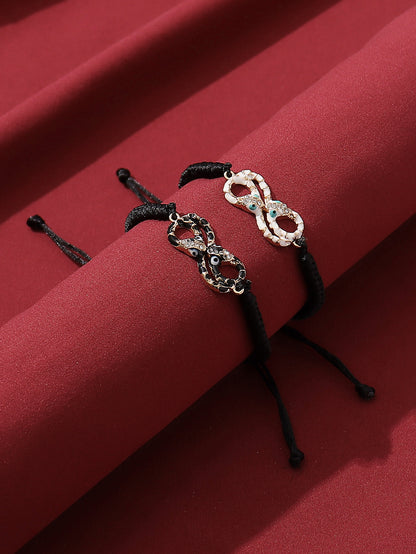 Casual Simple Style Classic Style Heart Shape Symbol Dragon Synthetic Fibre Alloy Rhinestone Inlay Artificial Rhinestones Valentine's Day Couple Drawstring Bracelets