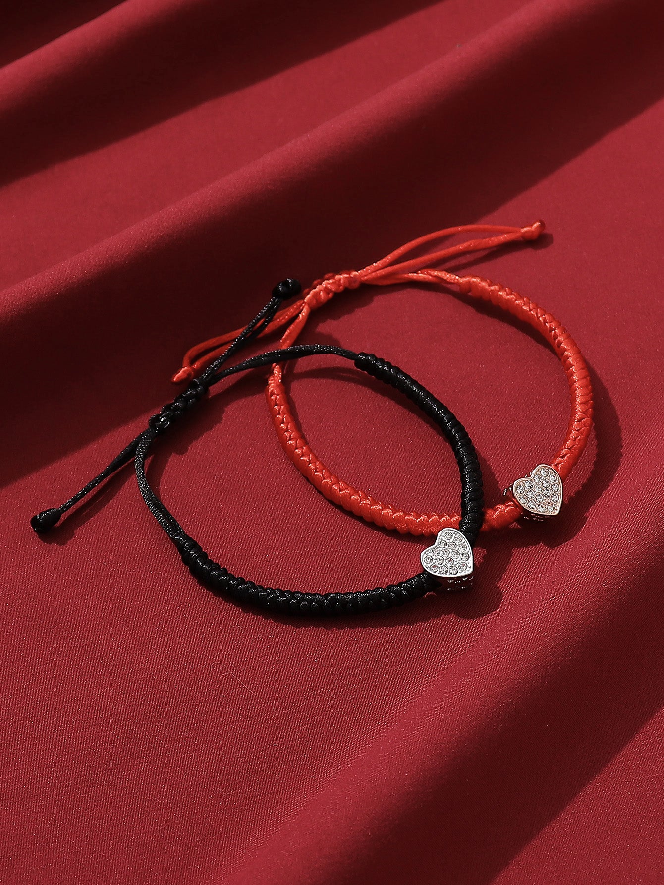 Casual Simple Style Classic Style Heart Shape Symbol Dragon Synthetic Fibre Alloy Rhinestone Inlay Artificial Rhinestones Valentine's Day Couple Drawstring Bracelets