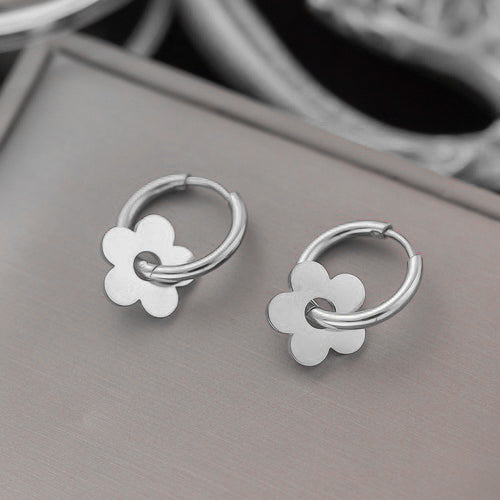 1 Pair Elegant Flower Plating Titanium Steel 18k Gold Plated Earrings