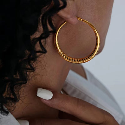 1 Pair Simple Style Round Plating Stainless Steel 18k Gold Plated Earrings