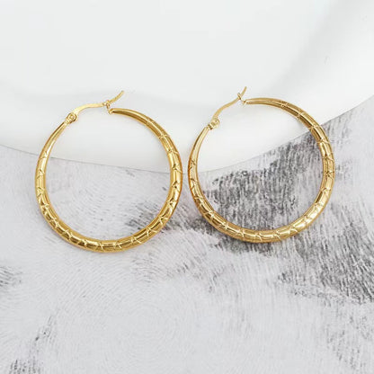 1 Pair Simple Style Round Plating Stainless Steel 18k Gold Plated Earrings