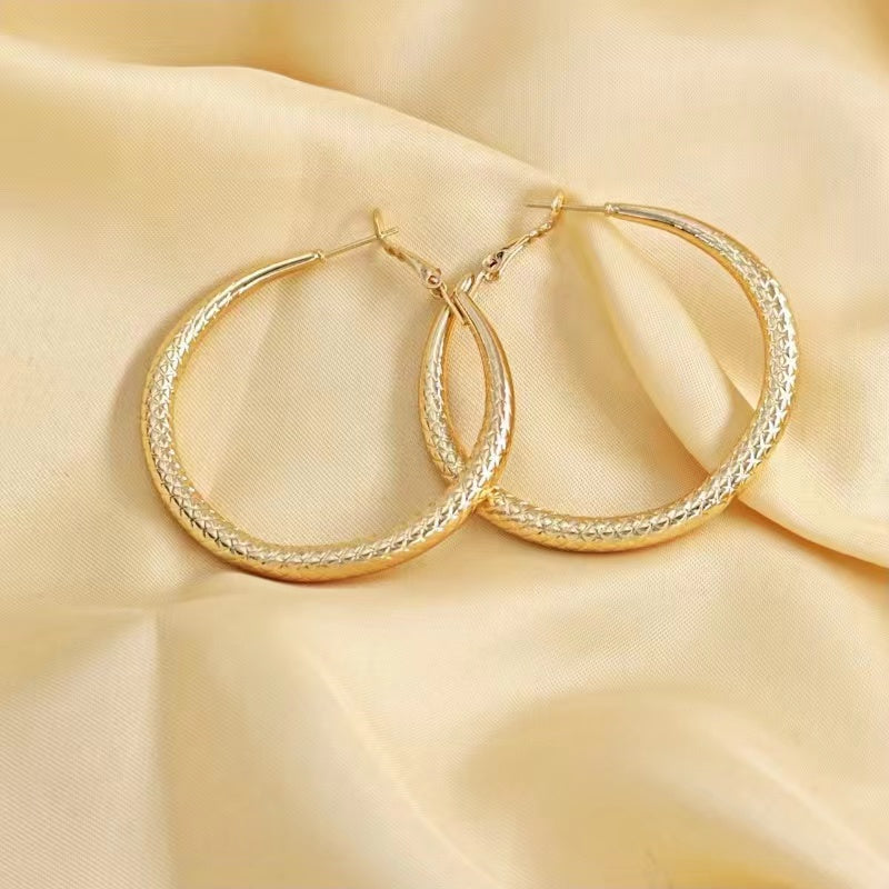 1 Pair Simple Style Round Plating Stainless Steel 18k Gold Plated Earrings