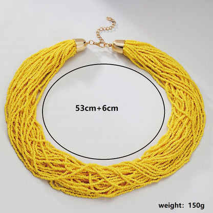 Ethnic Style Romantic Solid Color Round Plastic Seed Bead Beaded Chain Women's Layered Necklaces Sweater Chain