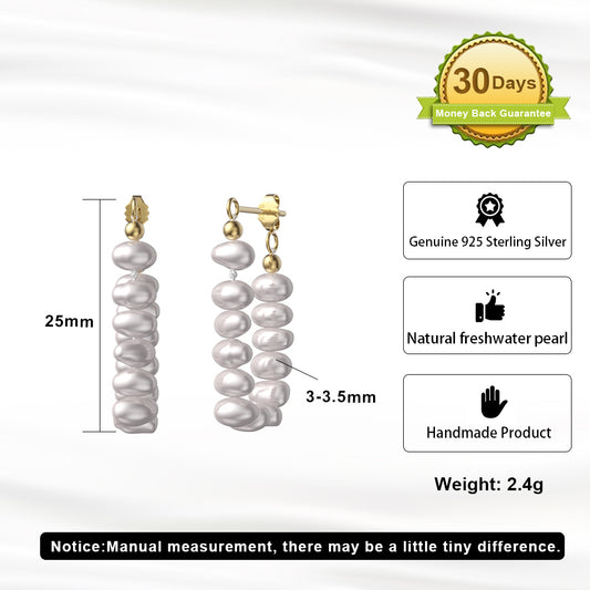 1 Pair Modern Style Simple Style Geometric Plating Freshwater Pearl Sterling Silver 14k Gold Plated Earrings