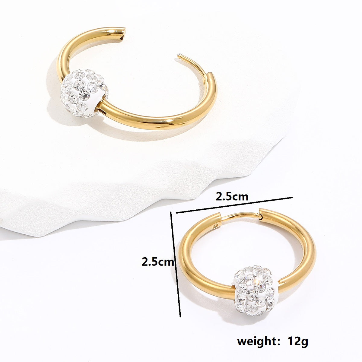 Modern Style Simple Style Round Stainless Steel Plating Inlay Zircon 18k Gold Plated Women's Hoop Earrings