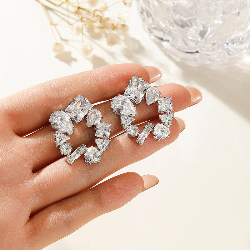 1 Pair Ig Style Simple Style Korean Style Star Heart Shape Plating Inlay Copper Zircon Ear Studs