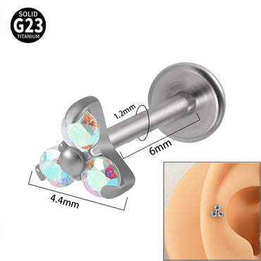 1 Piece Simple Style Flower Stainless Steel Plating Inlay Zircon Lip Stud