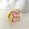 Elegant Sweet Pastoral Flower Stainless Steel Plating Gold Plated Open Rings