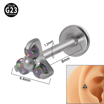 1 Piece Simple Style Flower Stainless Steel Plating Inlay Zircon Lip Stud