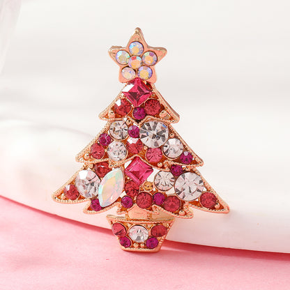 Cute Tree Alloy Plating Inlay Rhinestones Gold Plated Christmas Unisex Rings