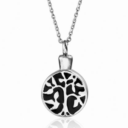 Simple Style Tree Titanium Steel Enamel Pendant Necklace