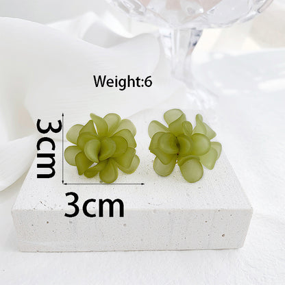 1 Pair Elegant Lady Flower Resin Gold Plated Ear Studs