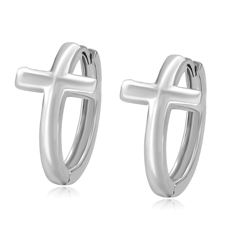 1 Pair Xuping Simple Style Cross Plating Alloy White Gold Plated Earrings