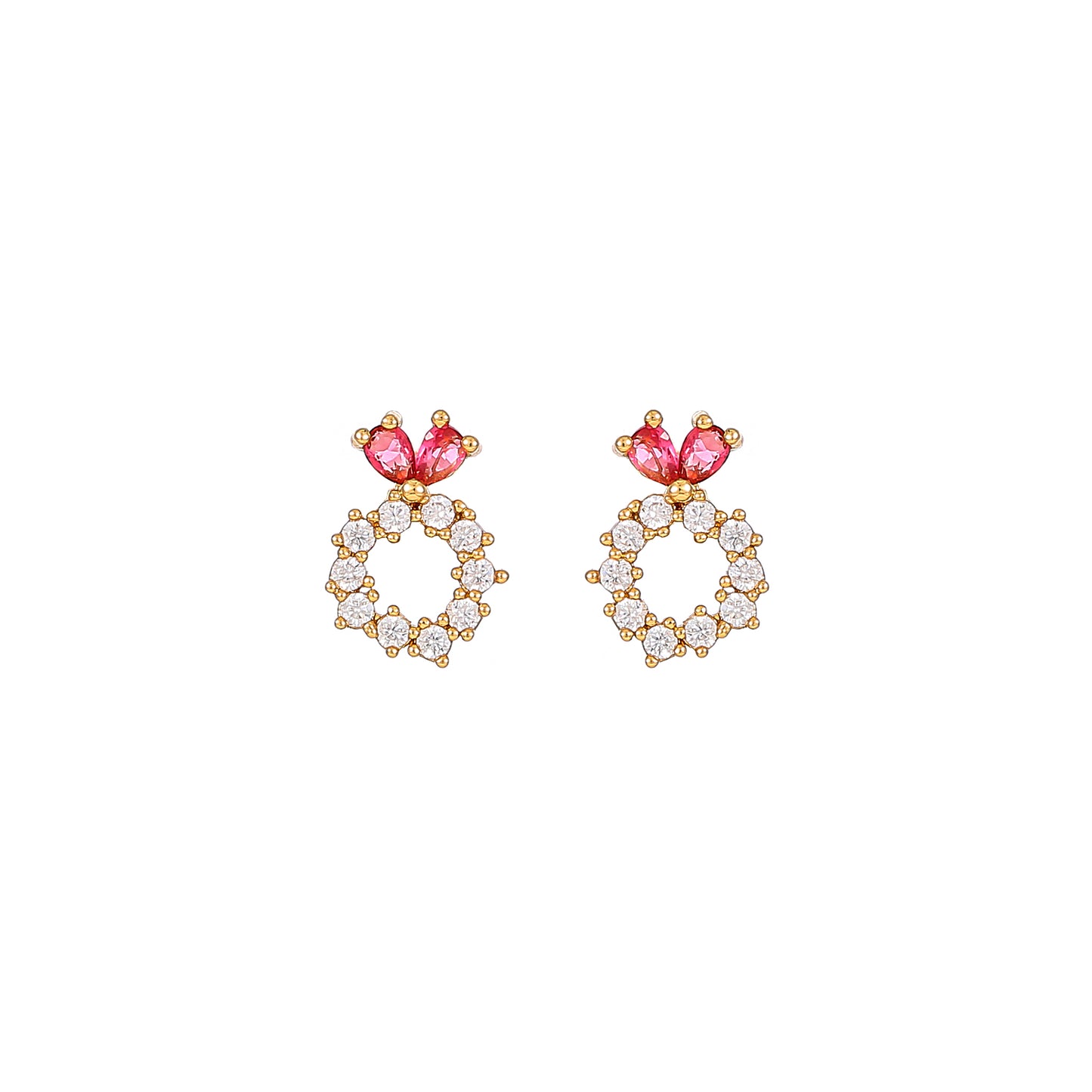 1 Pair Elegant Sweet Simple Style Heart Shape Inlay Copper Zircon Gold Plated Ear Studs