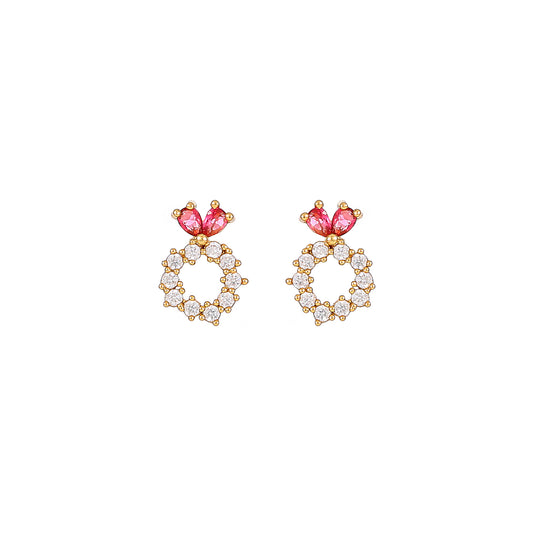 1 Pair Elegant Sweet Simple Style Heart Shape Inlay Copper Zircon Gold Plated Ear Studs